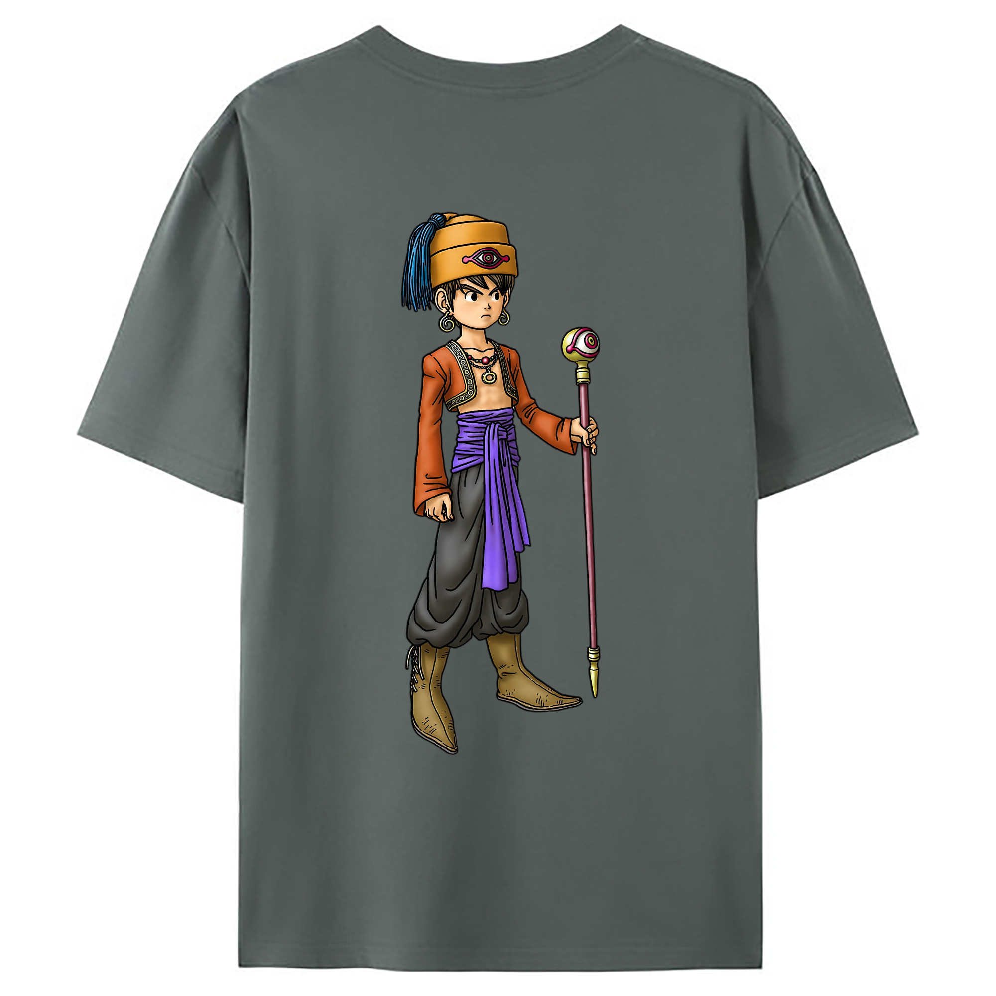 （画像用） ドラゴンクエスト Doragon Kuesuto Dragon Quest 綿100％ メンズ半袖Tシャツ（バックプリント） 通気性